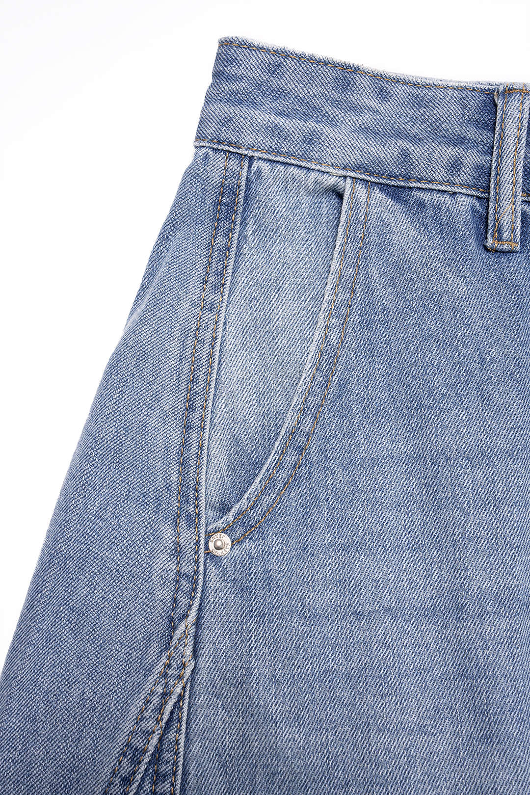 Denim Button Pocket Wide Leg Jeans