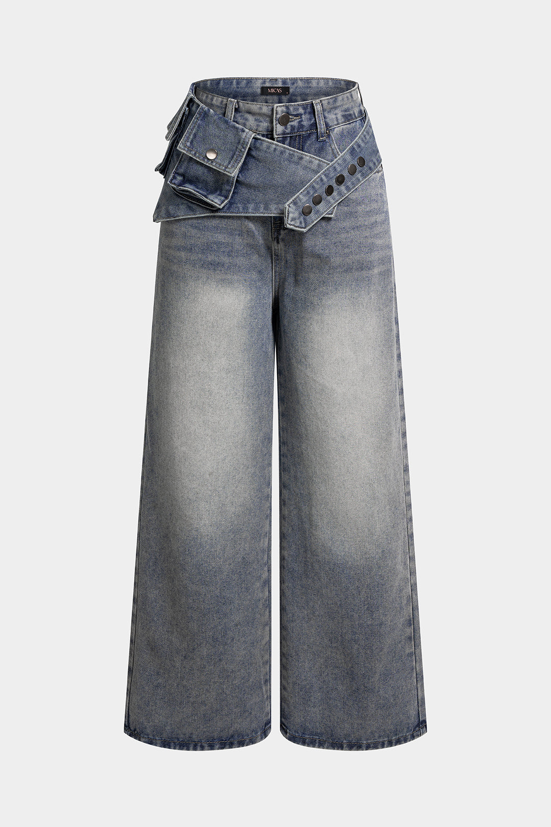 Denim Asymmetrical Wide Leg Jeans