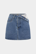 Denim Asymmetrical Pocket Skirt