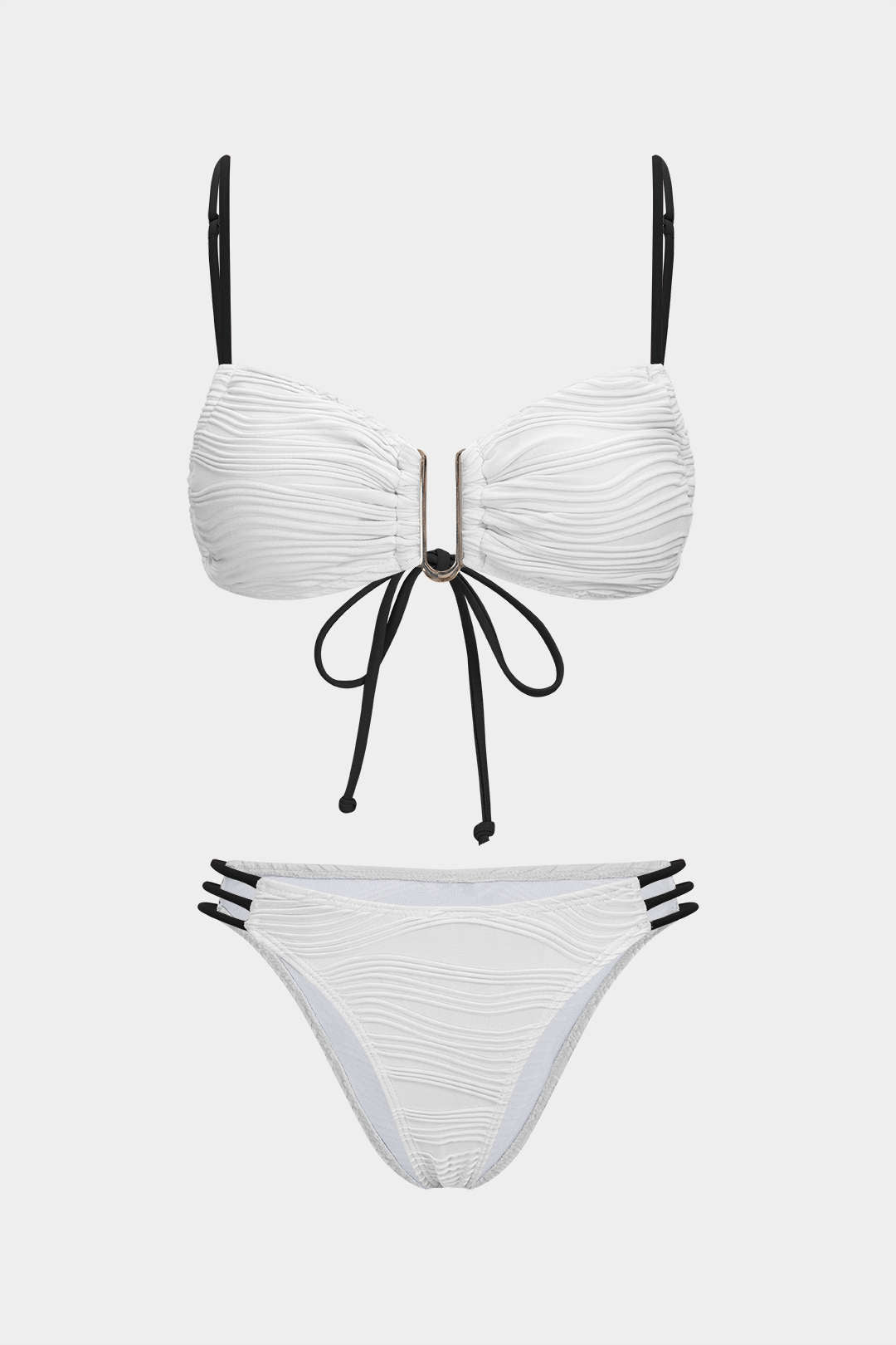 Contrast Tie-Up Bikini Set