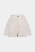 Linen High Waist Button Shorts