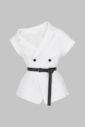 Asymmetrical Neck Belted Vest