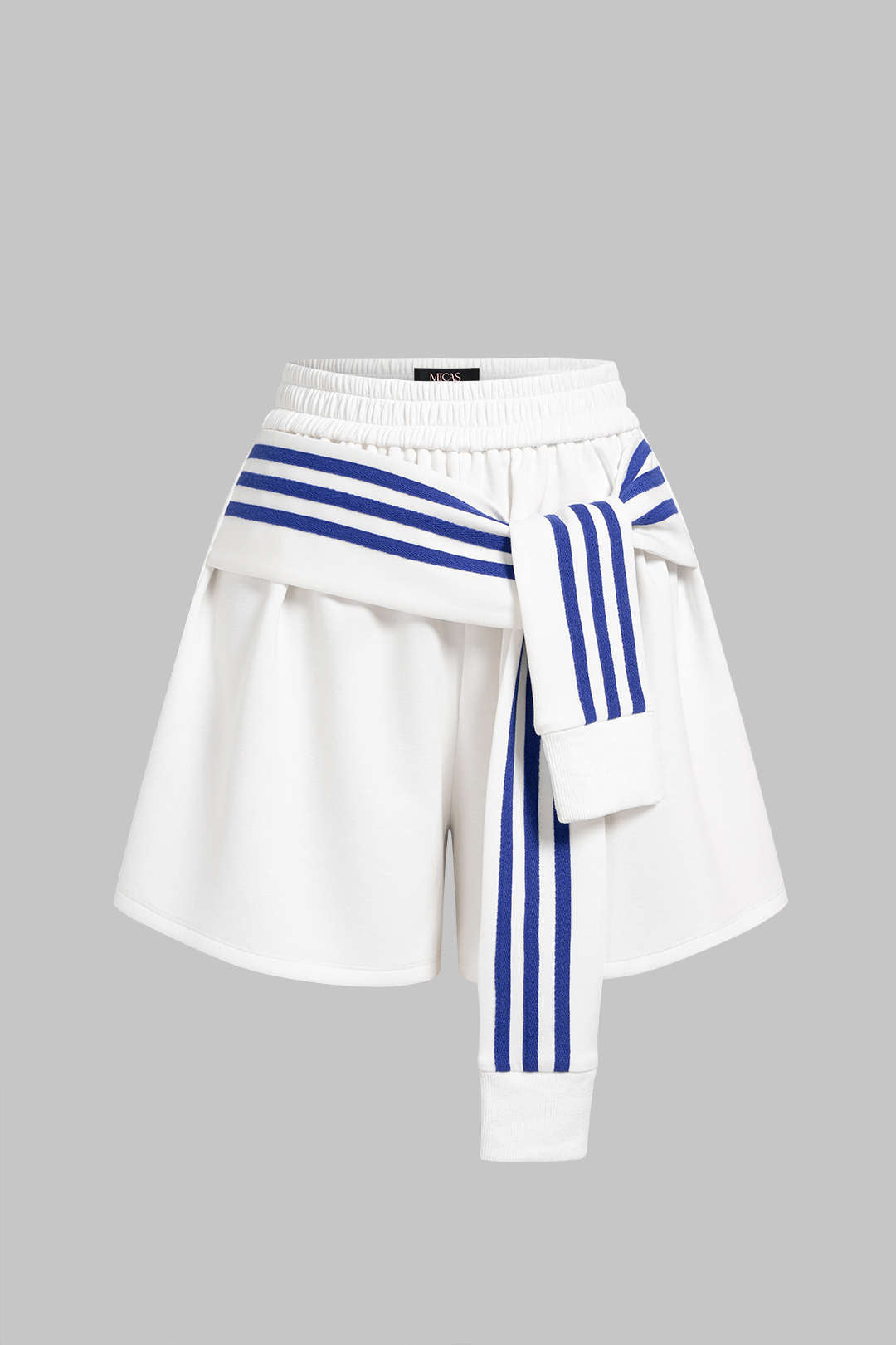 Contrast Striped Tie Front Shorts