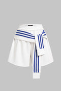 Contrast Striped Tie Front Shorts