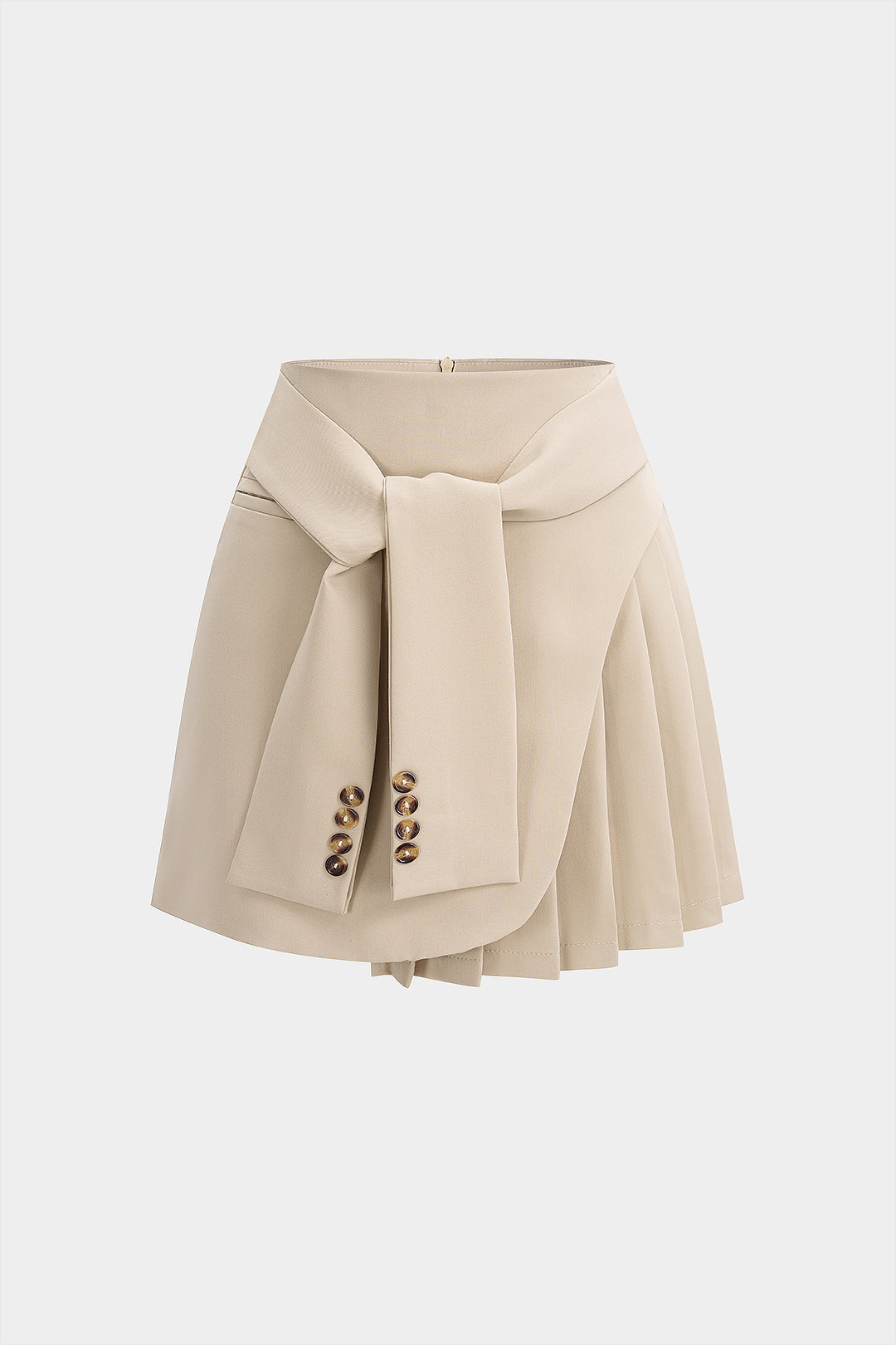Tie-Up Asymmetrical Pleated High Waist A-Line Skirt