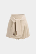 Tie-Up Asymmetrical Pleated High Waist A-Line Skirt