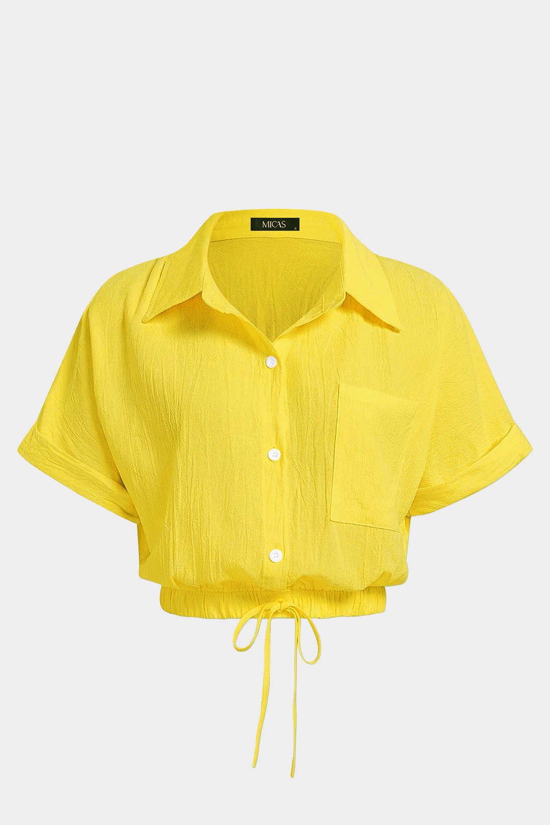 Lapel Drawstring Short-Sleeve Shirt