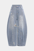 Denim Ripped Wide Leg Jeans