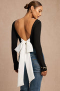 Bow Tie-Up Backless Long-Sleeve Top