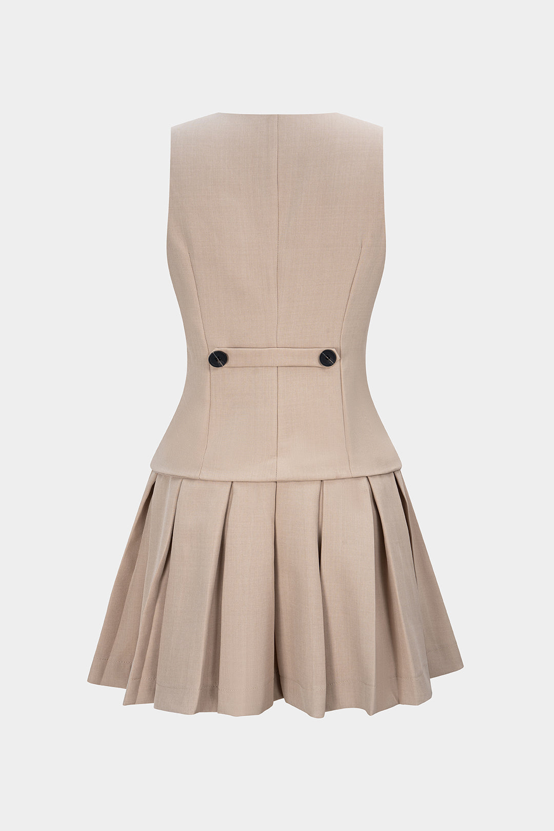 V-Neck Pleated Sleeveless Mini Dress