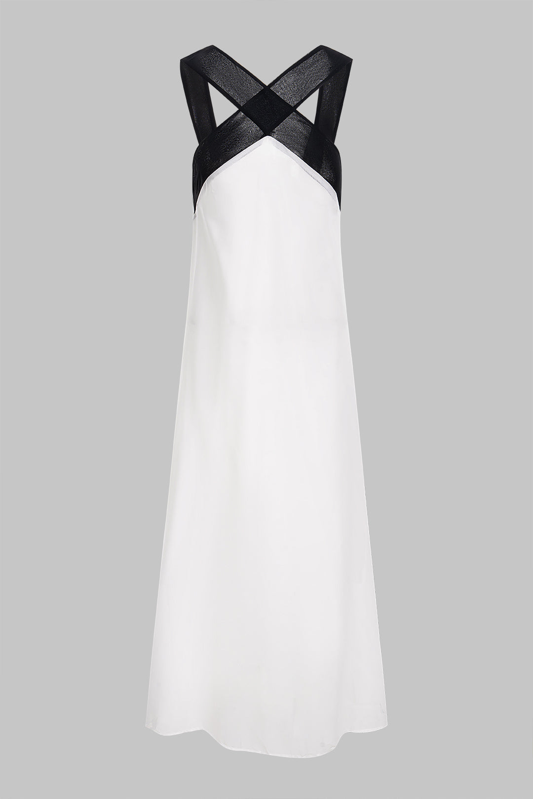 Contrast Chiffon Crossed Sleeveless Maxi Dress