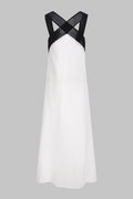 Contrast Chiffon Crossed Sleeveless Maxi Dress