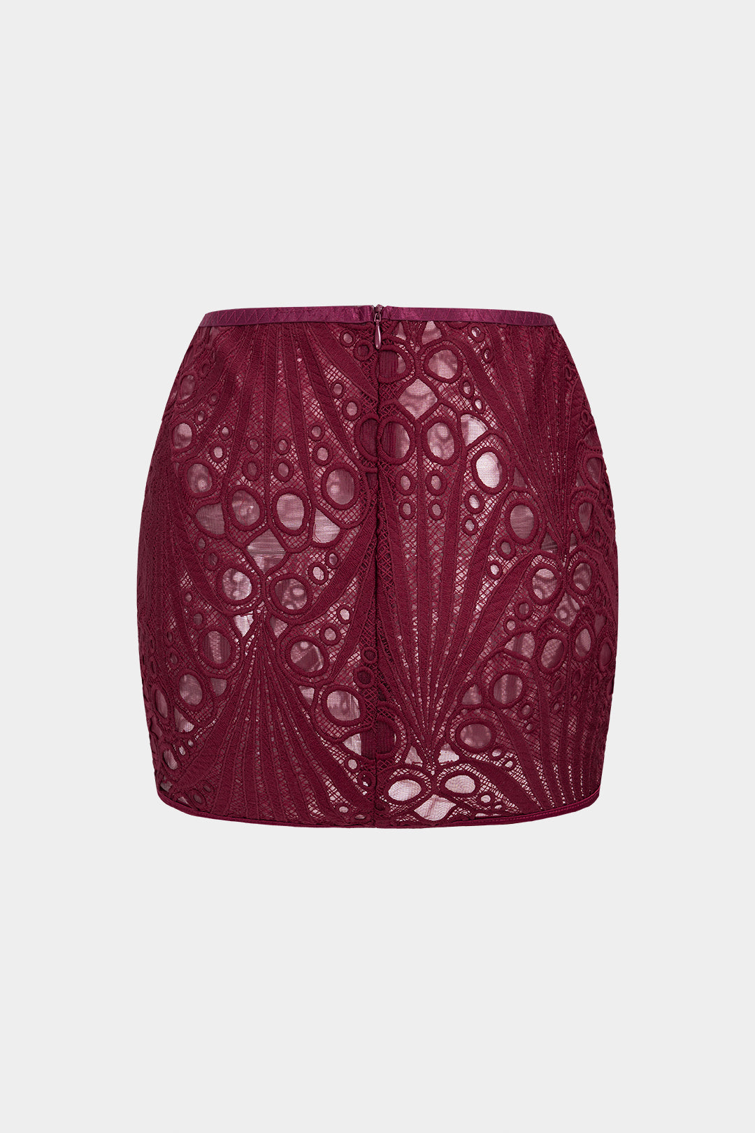 Embroidery Zipper Cut Out Mini Skirt