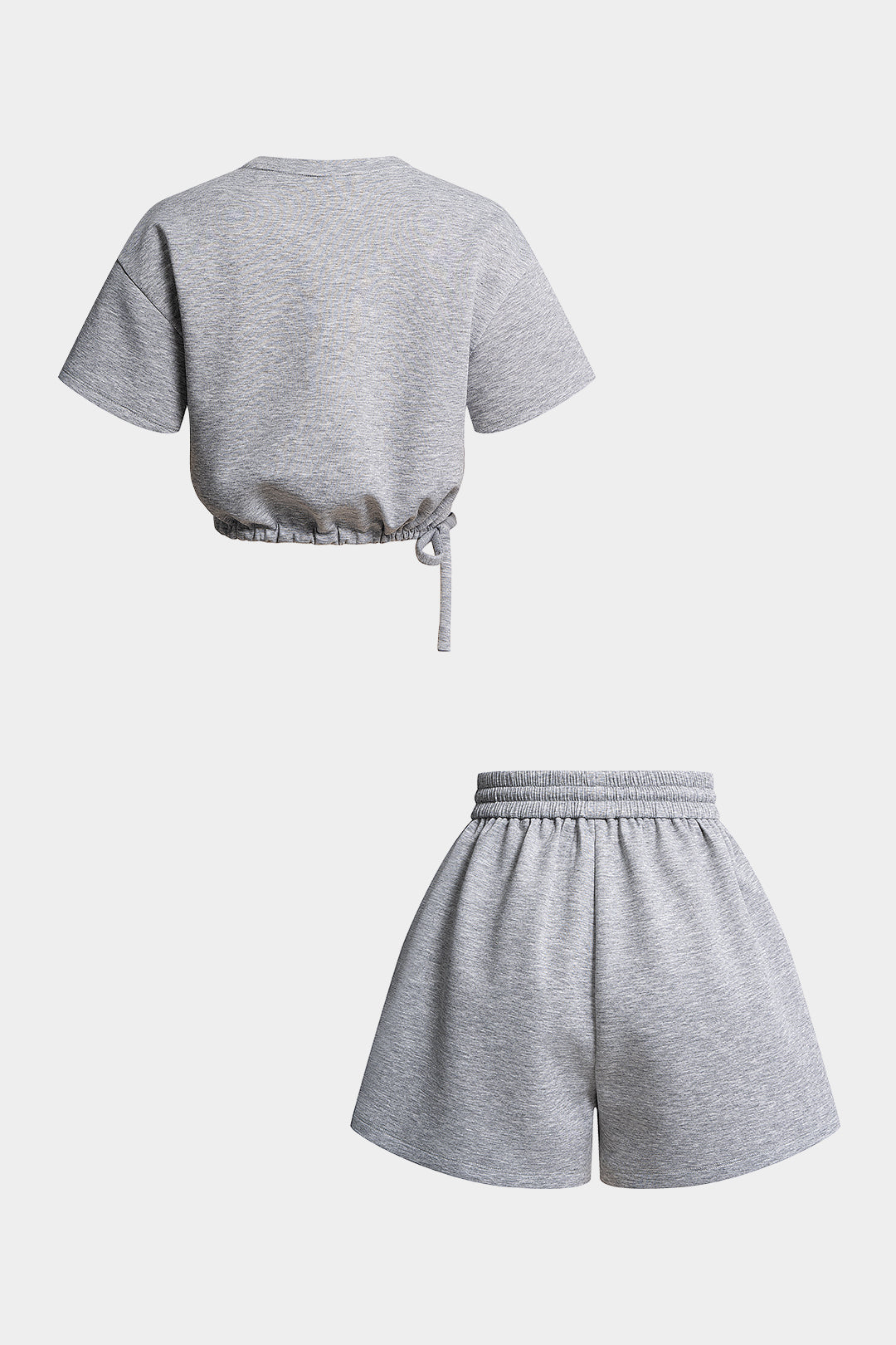 Striped Round Neck Drawstring Short Sleeve T-Shirt And Wide Leg Shorts Set