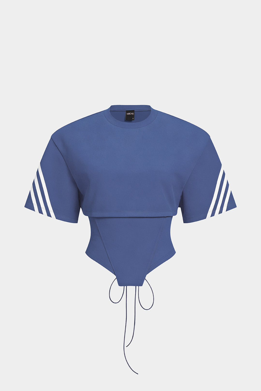 Striped Round Neck Tie Back Cut Out Short Sleeve T-shirt