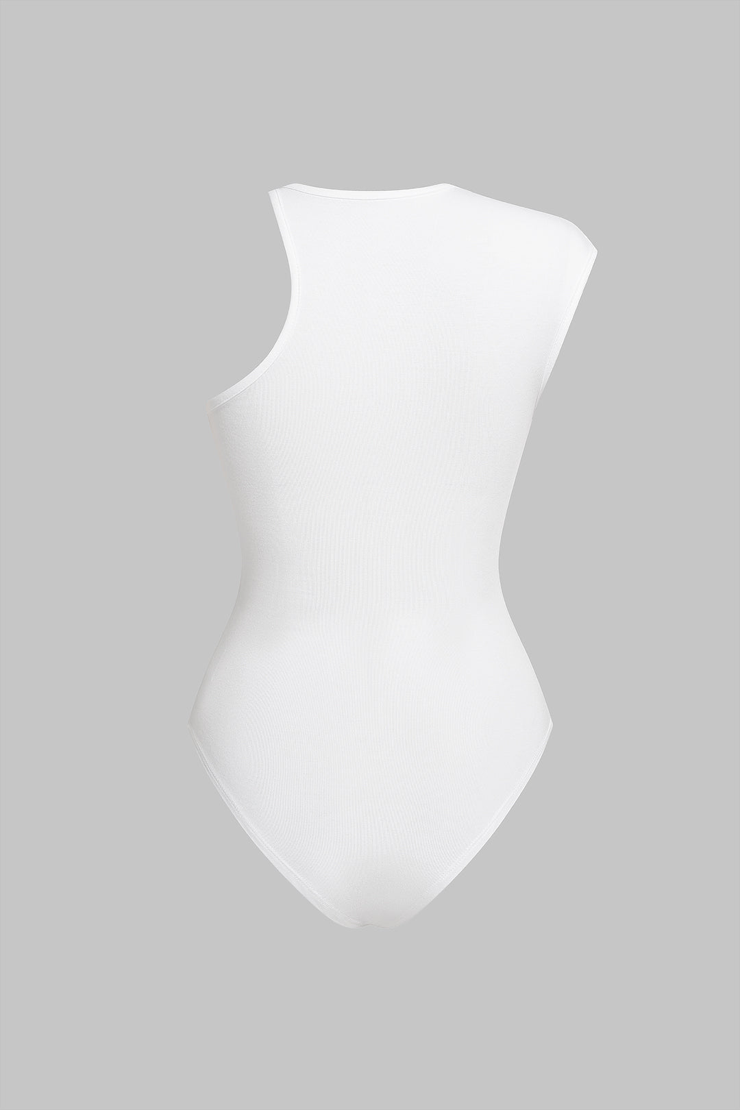 Round Neck Ruched Asymmetrical Sleeveless Bodysuit