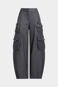 Stripes Print Pocket Wide-Leg Pants