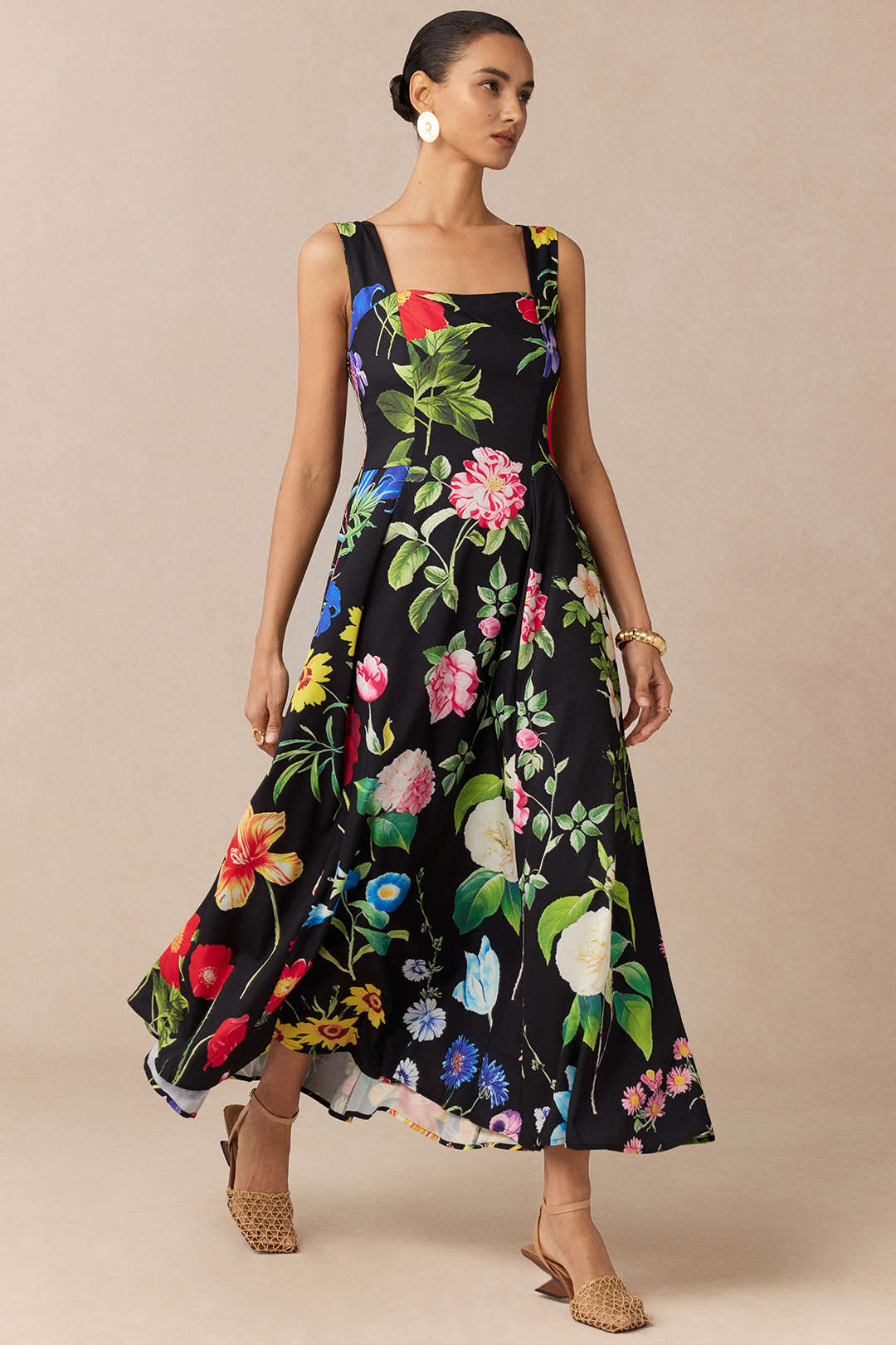 Floral Print Sleeveless Maxi Dress