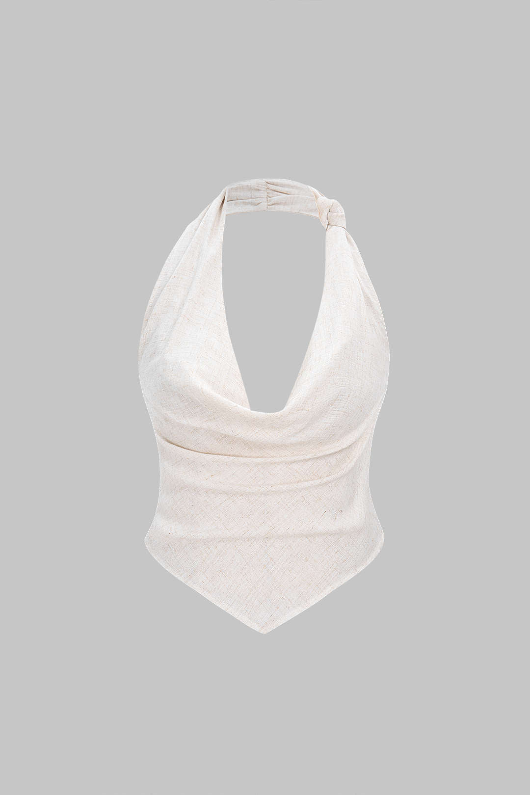 Halter Draped Cowl Neck Backless Ruched Sleeveless Top