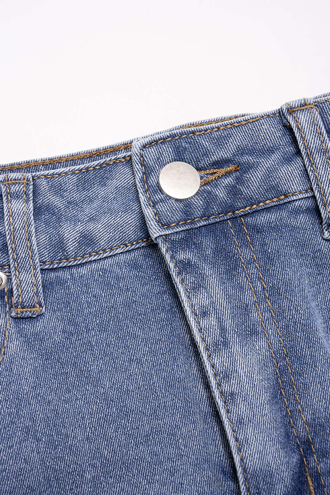 Denim Frayed Ripped High Waist Skirt