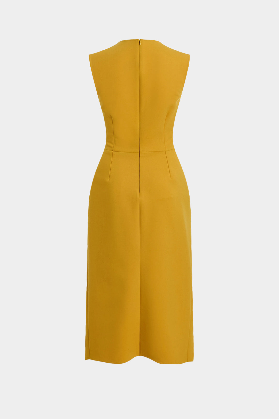 Round Neck Asymmetrical Ruched Sleeveless Midi Dress