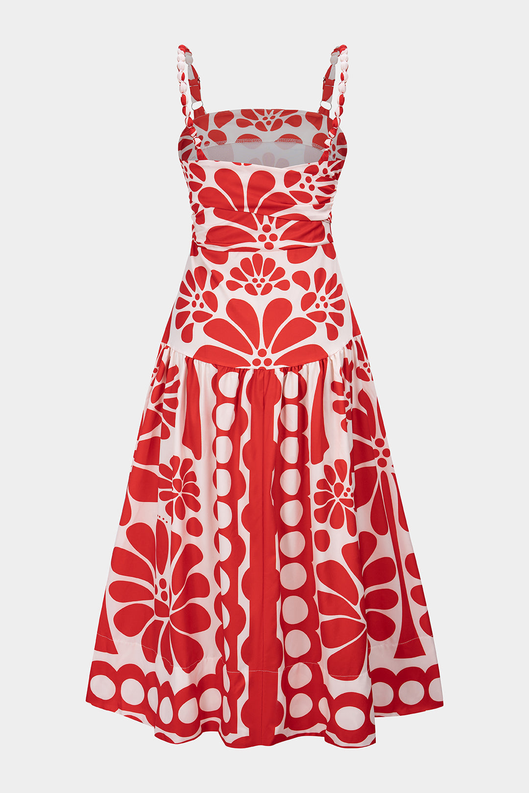 Leaves Print Ruched Sleeveless Maxi Dress