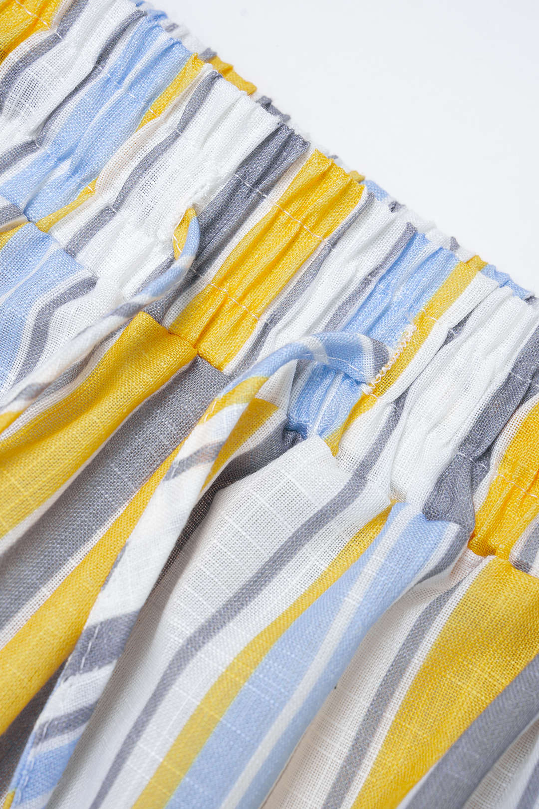 Stripes Print Tie-Up Short Sleeve Top And Straight Leg Shorts Set