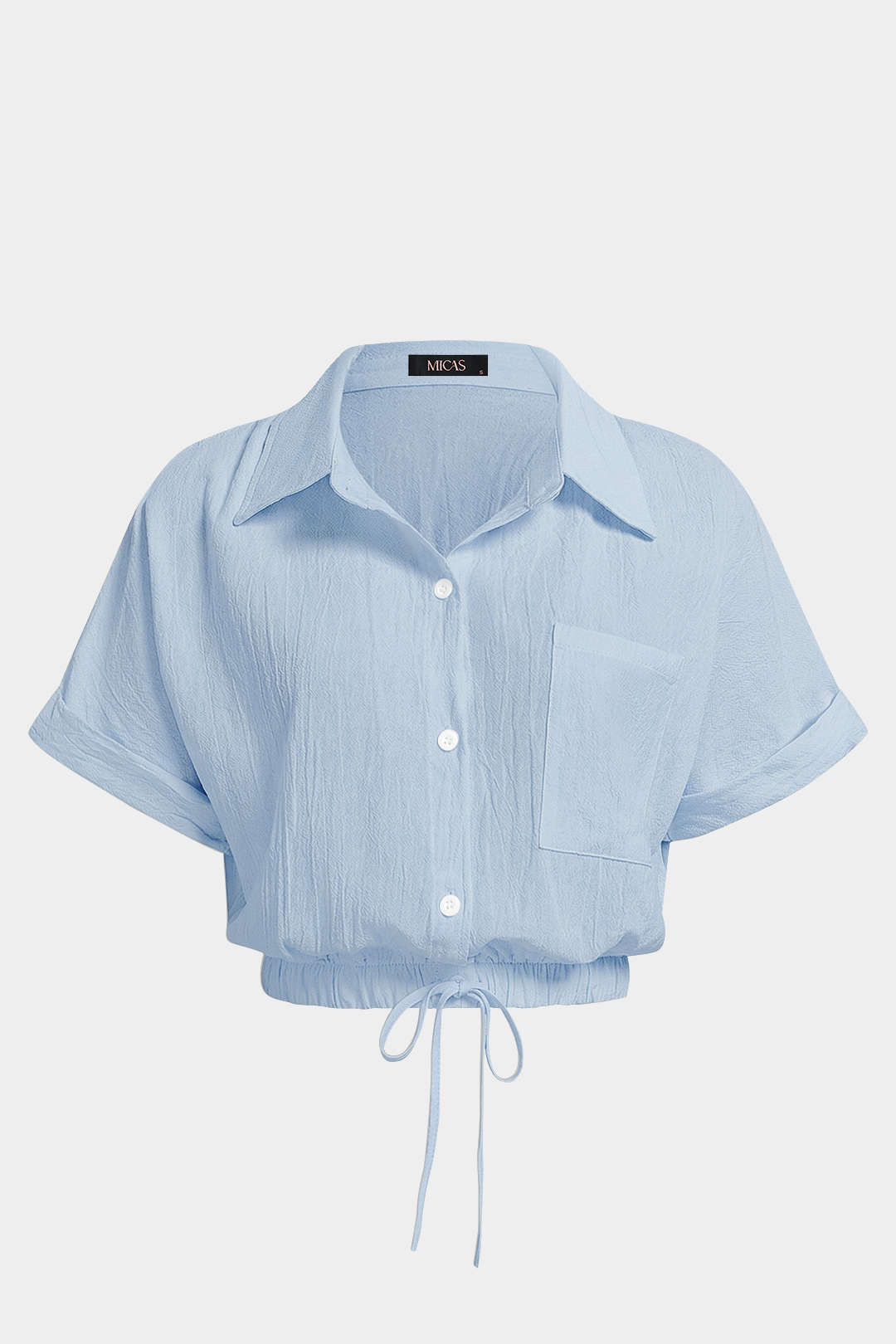 Lapel Drawstring Short-Sleeve Shirt