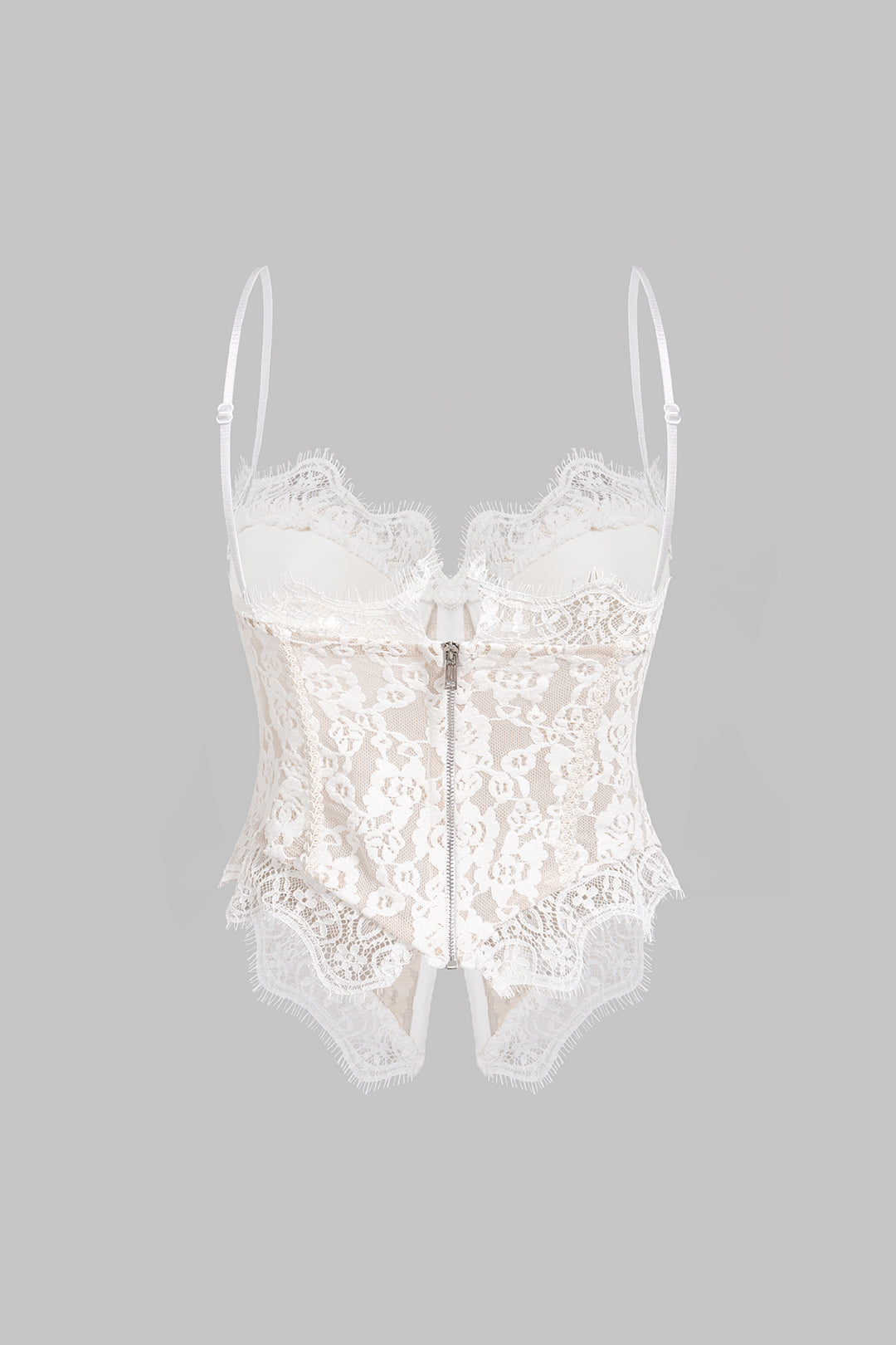 Lace Trim Zipper Cami Top