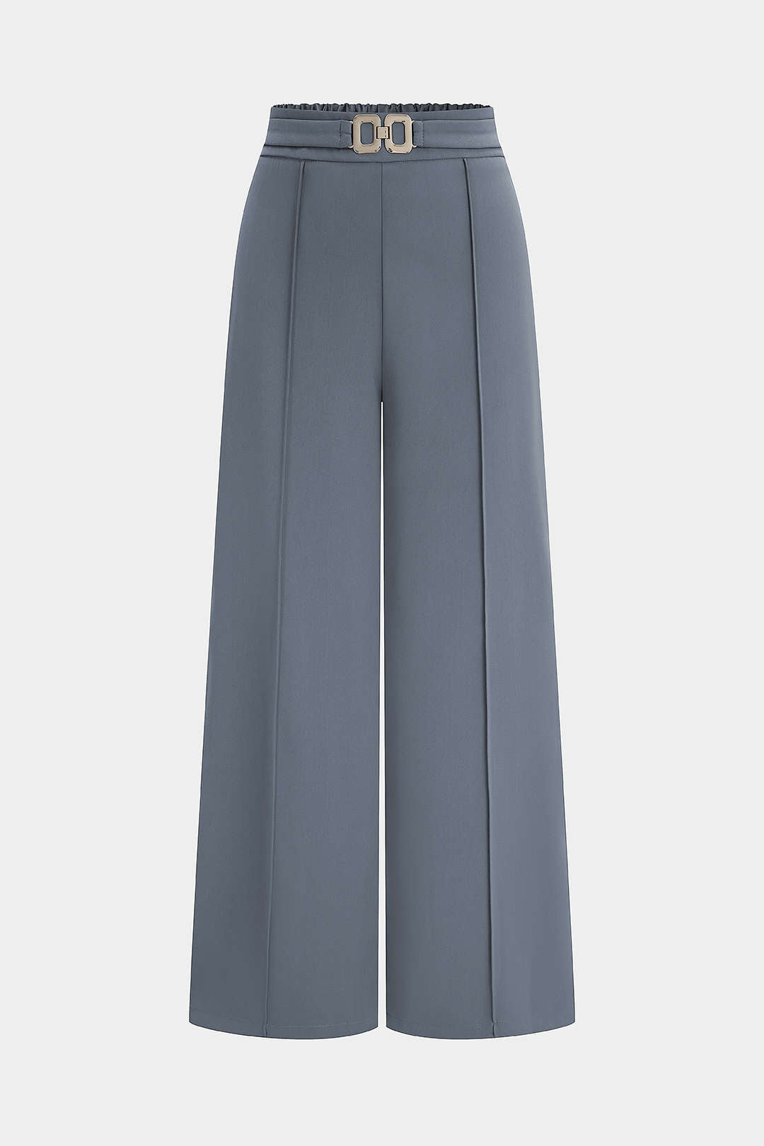Solid Belted Wide-Leg Pants