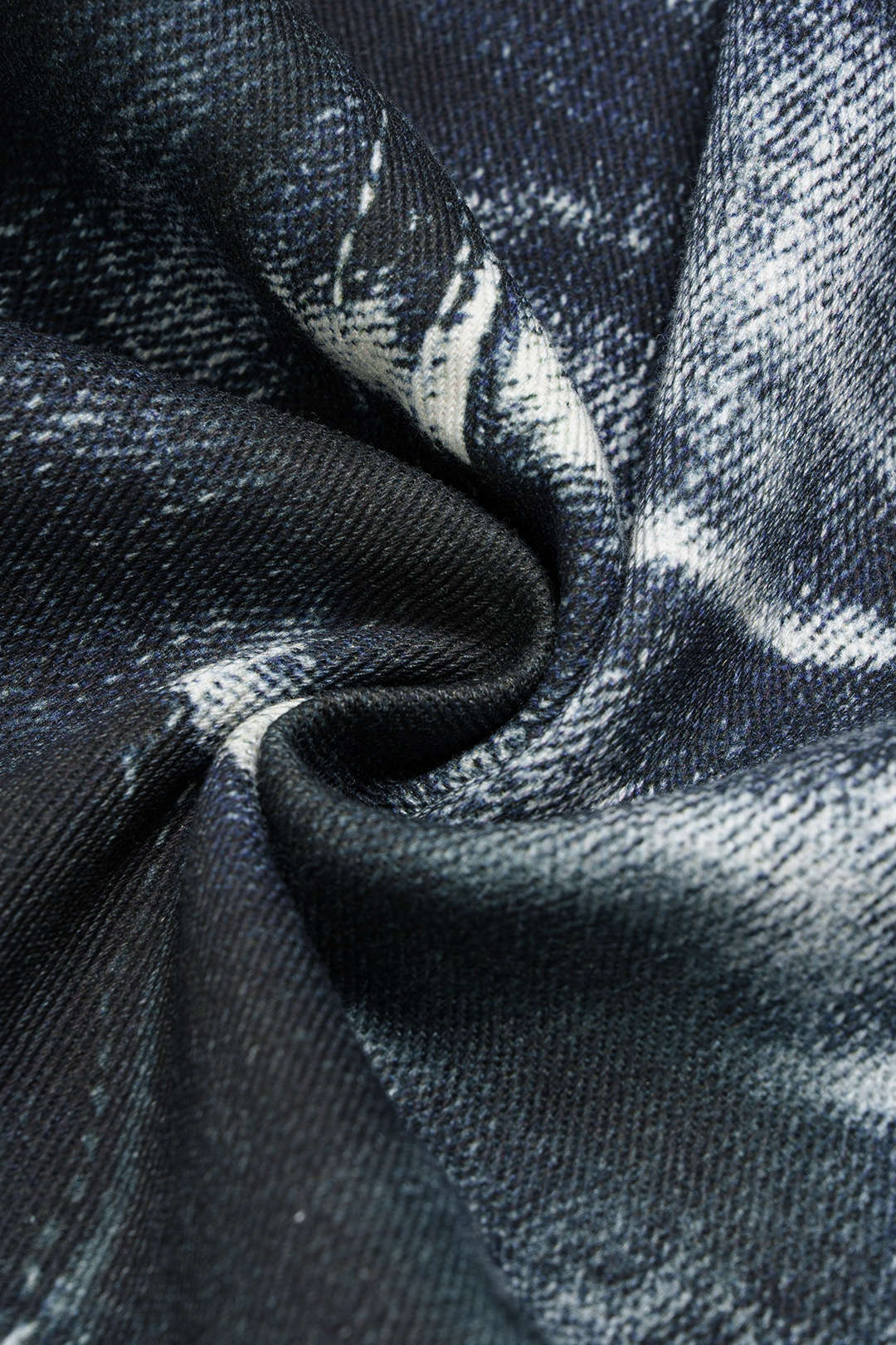 Contrast Denim Print Barrel Pants