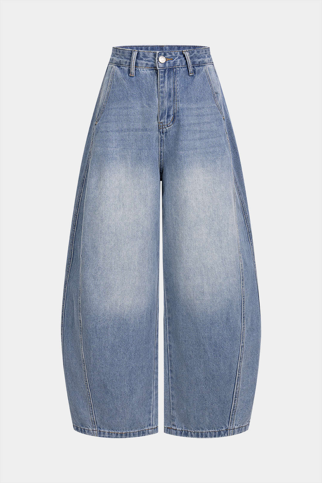 Denim Button Pocket Wide Leg Jeans