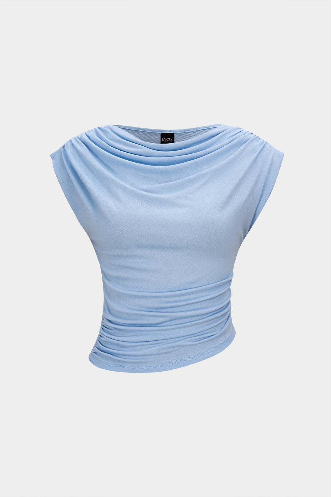 Solid Ruched Asymmetrical Tank Top