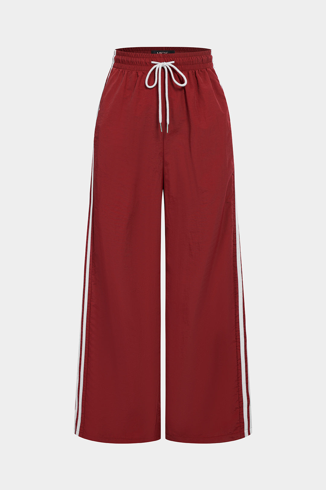 Contrast Drawstring High Waist Wide Leg Pants