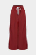 Contrast Drawstring High Waist Wide Leg Pants