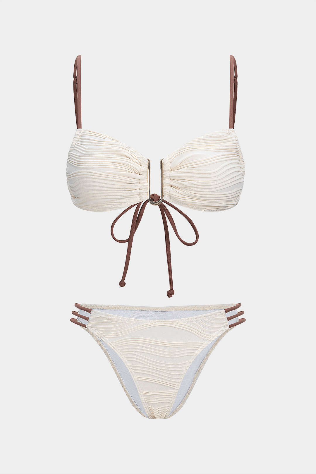 Contrast Tie-Up Bikini Set