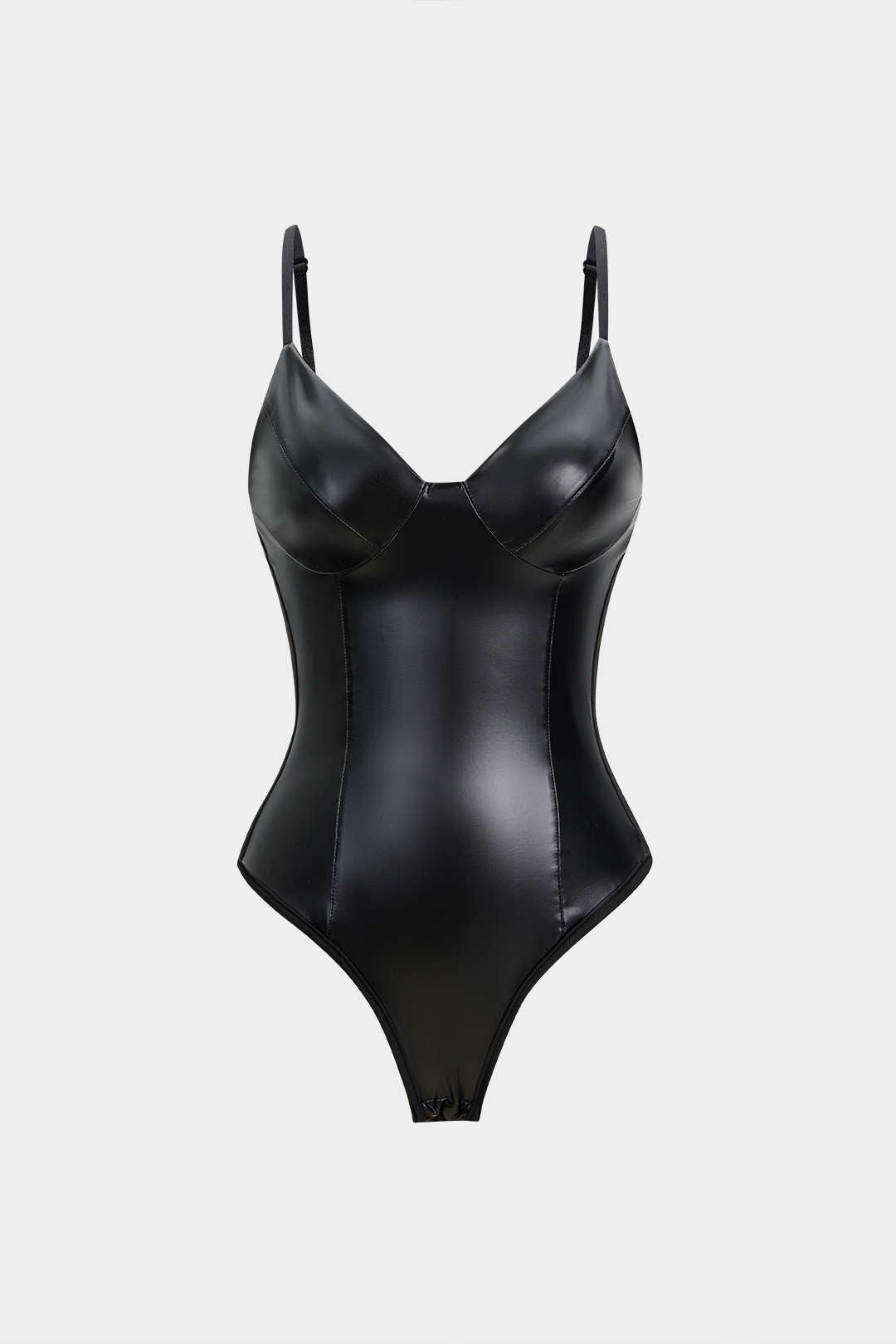 Faux Leather Patchwork Slip Sleeveless Bodysuit