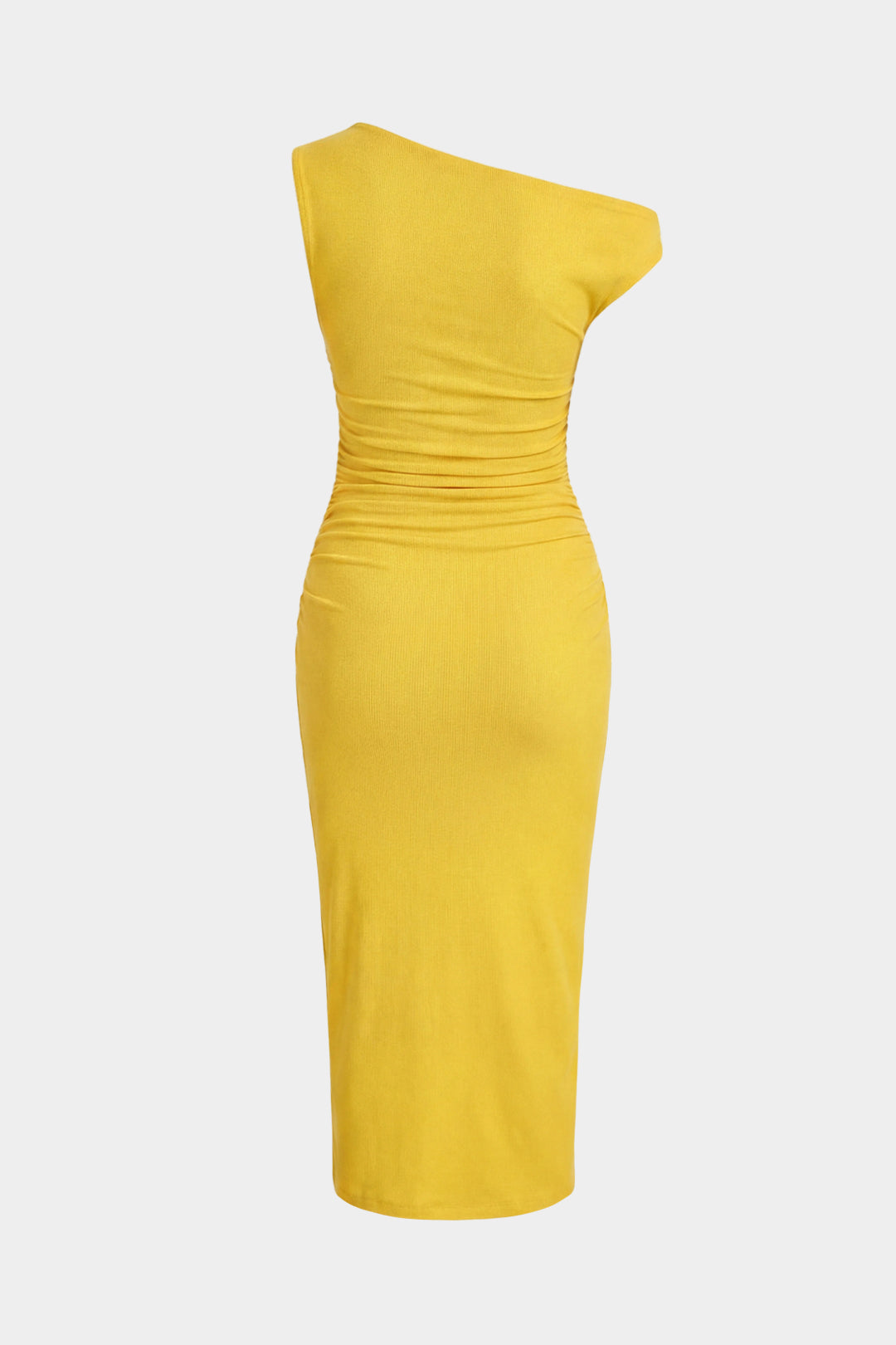 Solid One Shoulder Sleeveless Midi Dress