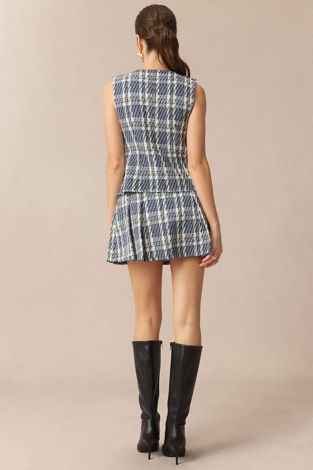 Plaid Print High Waist Pleated Skirt
