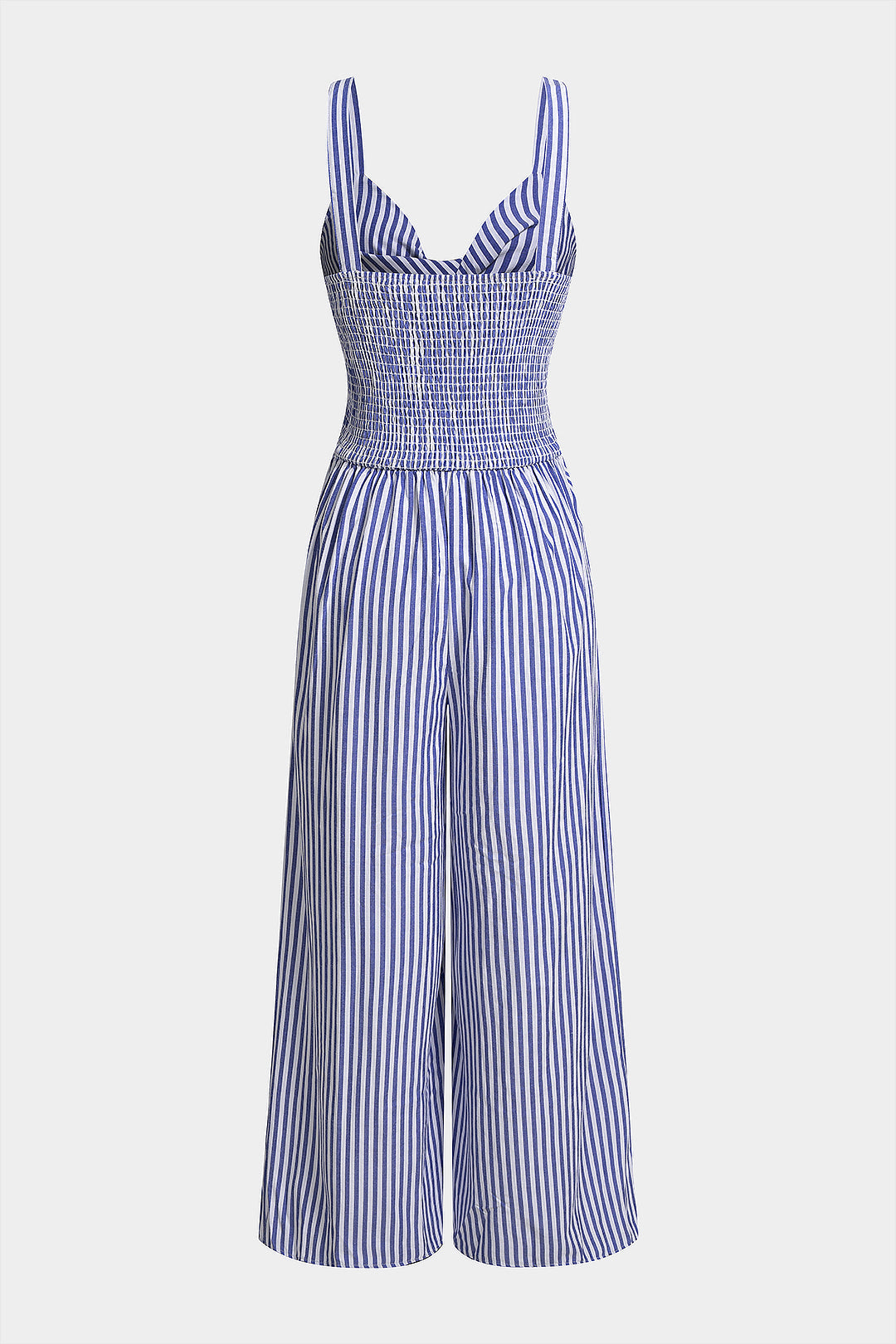 Stripes Print V-Neck Twist Knot Cut Out Sleeveless Jumpsuit