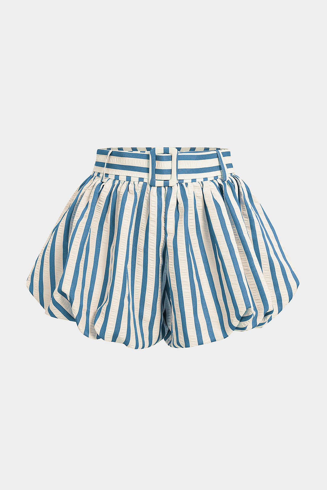 Striped Textured Ruched Shorts