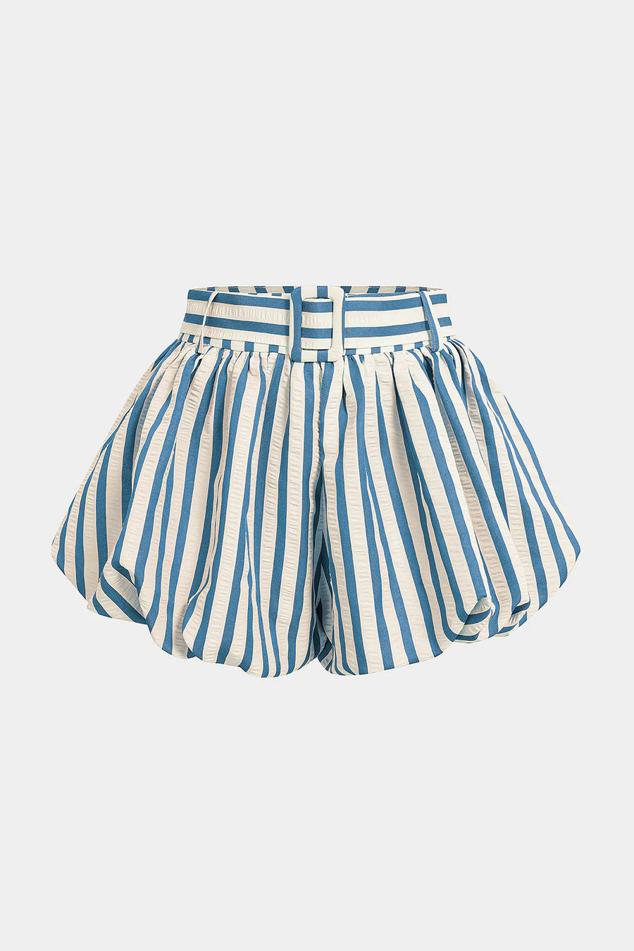 Striped Textured Ruched Shorts