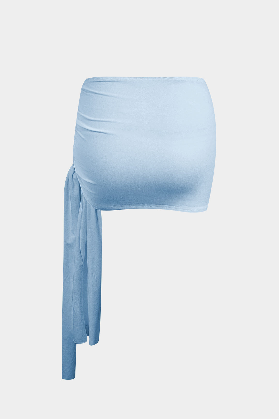Basic Asymmetrical Ruched Crop Top And Tie Mini Skirt Set