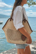 Woven Faux Leather Shoulder Bag