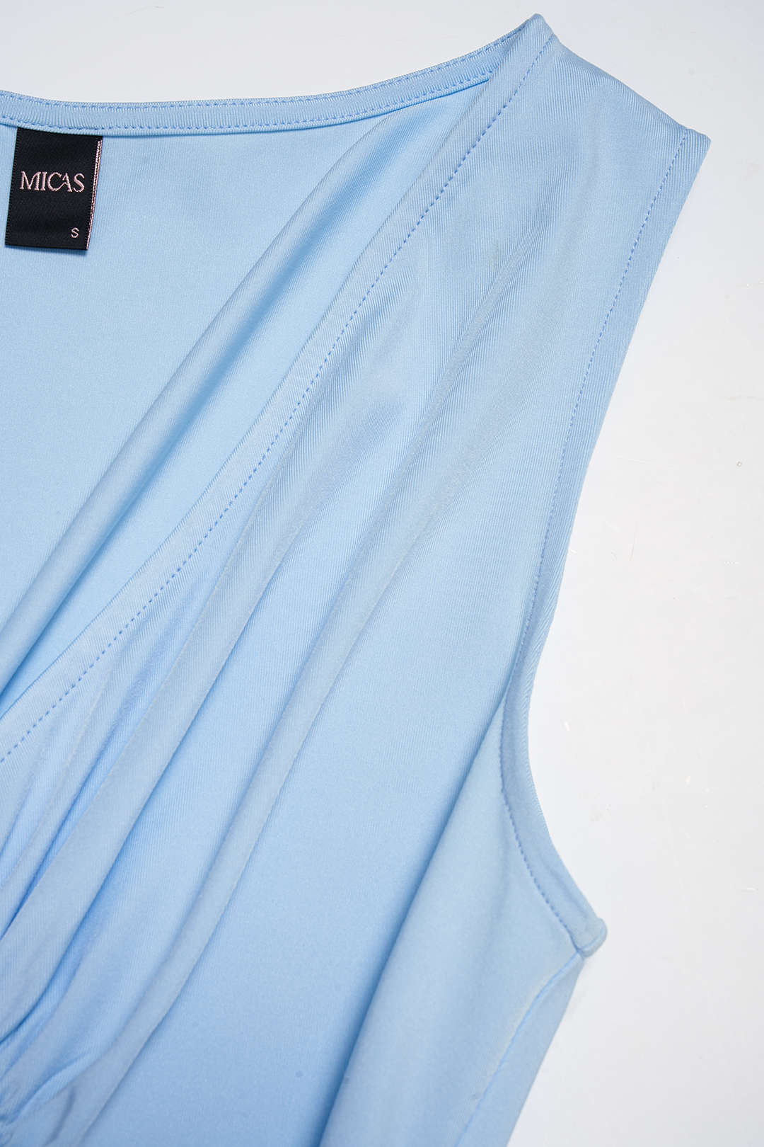Solid V-Neck Asymmetrical Ruched Sleeveless Maxi Dress