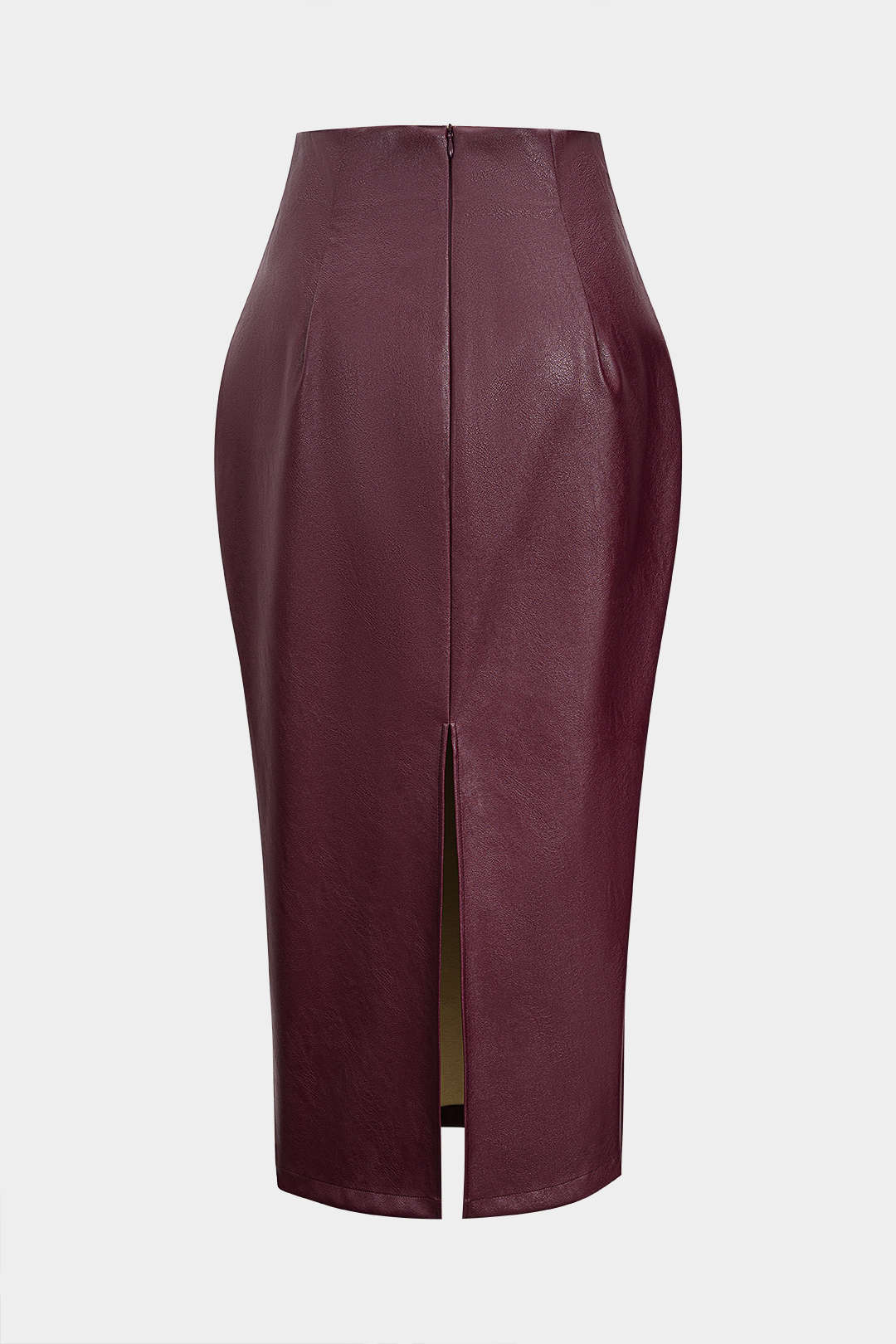 Faux Leather Zipper High Waist Skirt