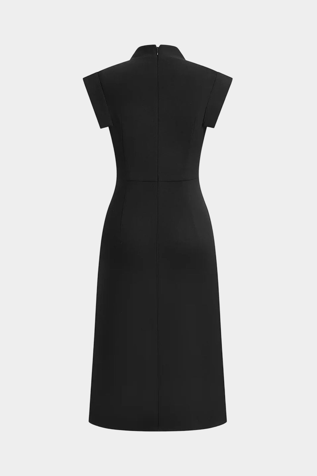 Lapel Metallic Ruched Short Sleeve Midi Dress