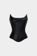 Faux Leather Tie-Back Corset Strapless Tube Top