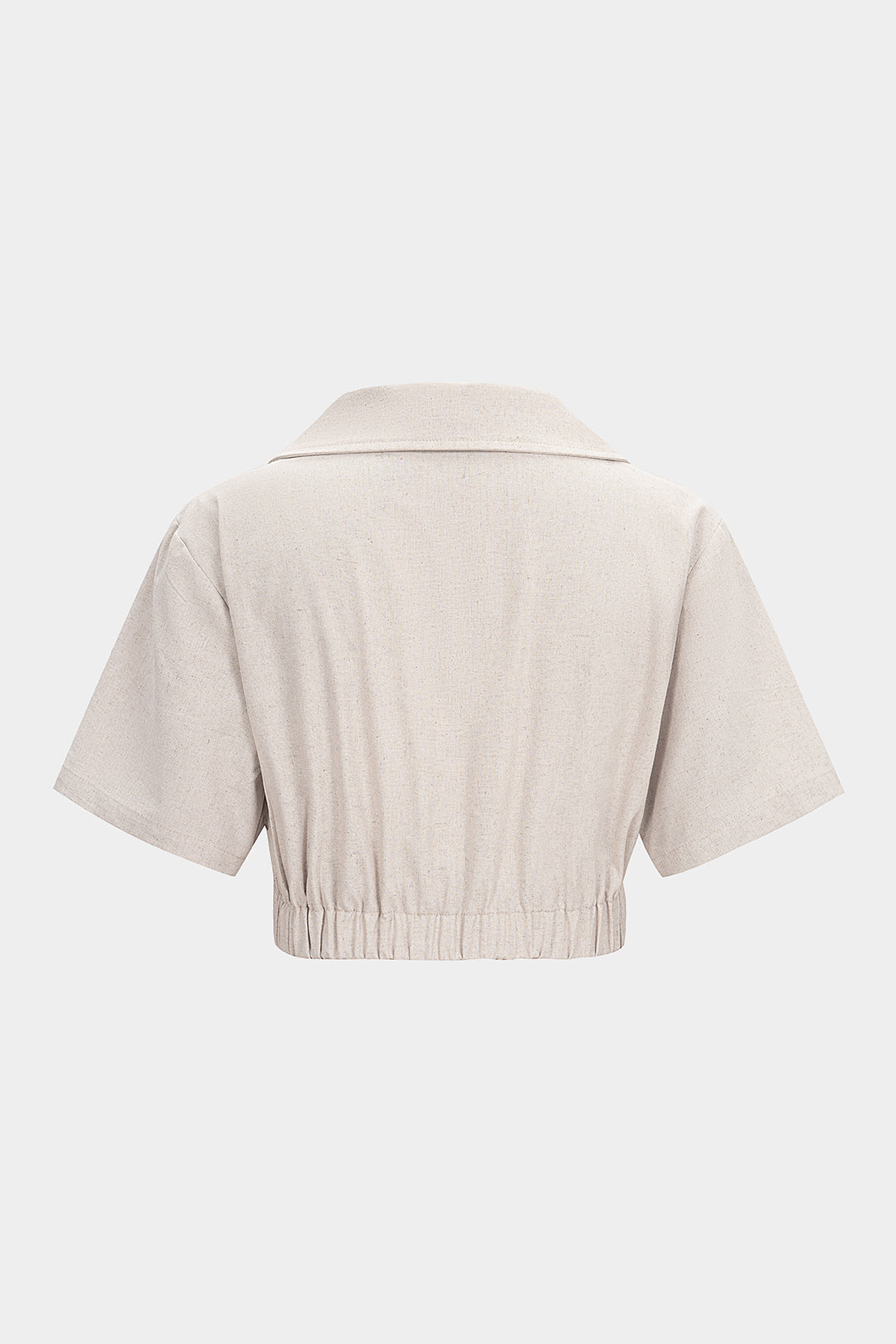 Linen Lapel Twist Knot Cropped Top