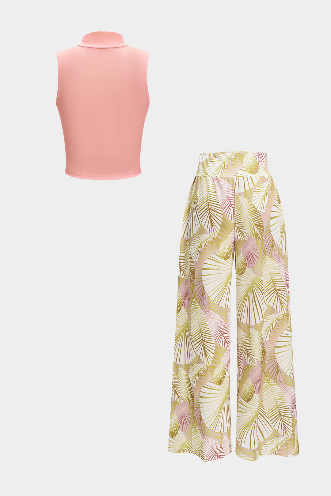 Sleeveless Tank Top And Geometric Pattern Trousers Set